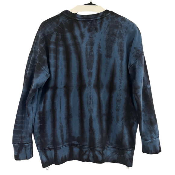 Evereve Sundry Women's Oversized Black & Blue Tie Dye Sweatshirt XS Zipper Sides - Picture 2 of 5